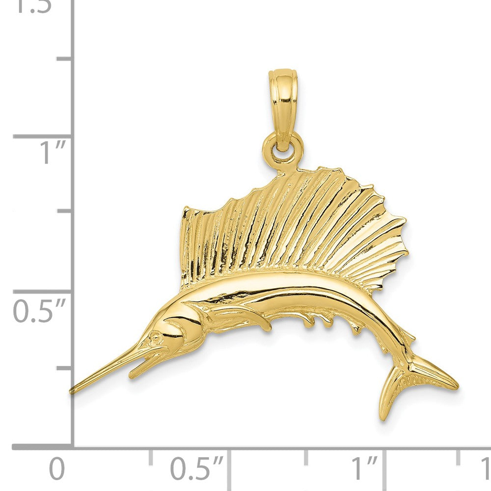 10K Yellow Gold Polished Sailfish Pendant