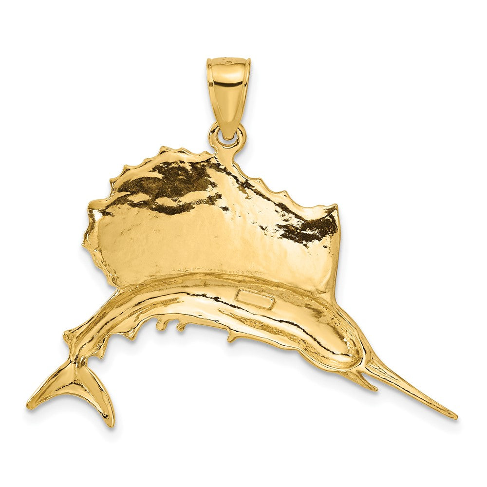 10K Yellow Gold Polished Sailfish Pendant