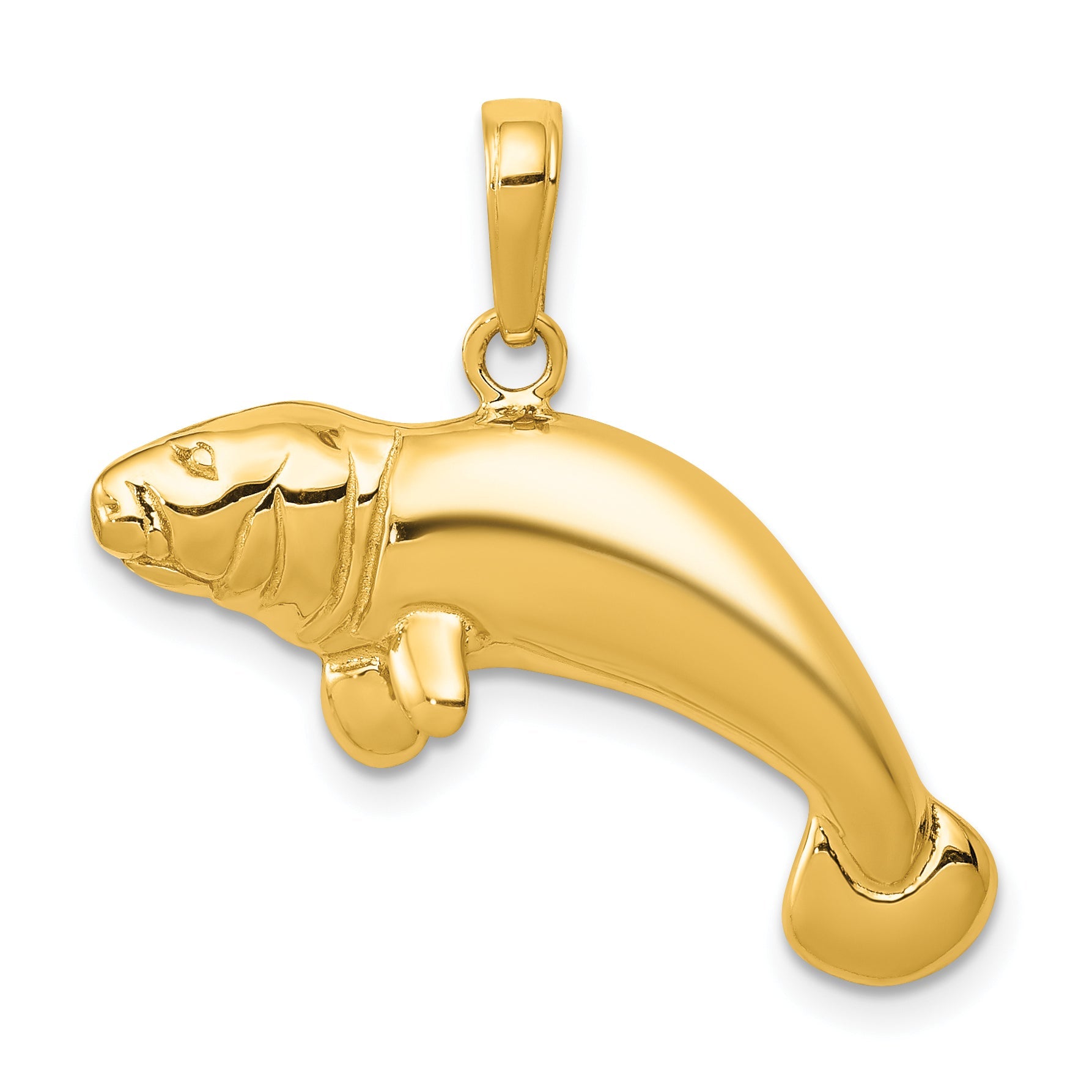 10K Yellow Gold 10K Solid Polished Manatee Pendant