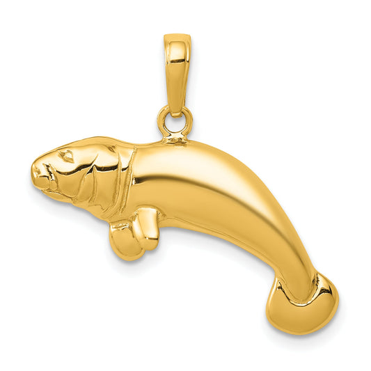 10K Yellow Gold 10K Solid Polished Manatee Pendant