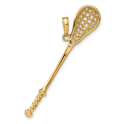 10K Yellow Gold 10K Solid Polished 3-D Lacrosse Stick Pendant