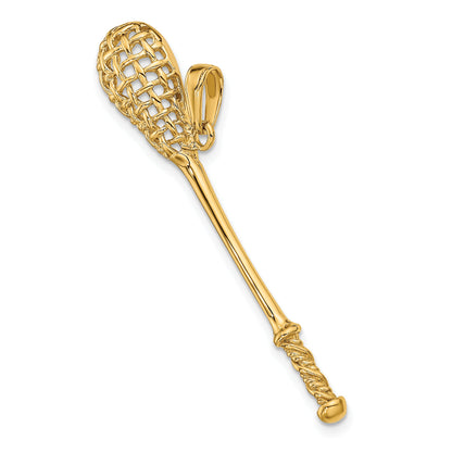 10K Yellow Gold 10K Solid Polished 3-D Lacrosse Stick Pendant