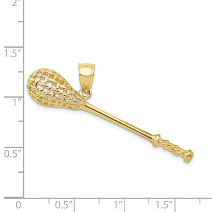 10K Yellow Gold 10K Solid Polished 3-D Lacrosse Stick Pendant