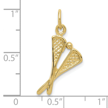 10K Yellow Gold Polished Lacrosse Sticks Charm