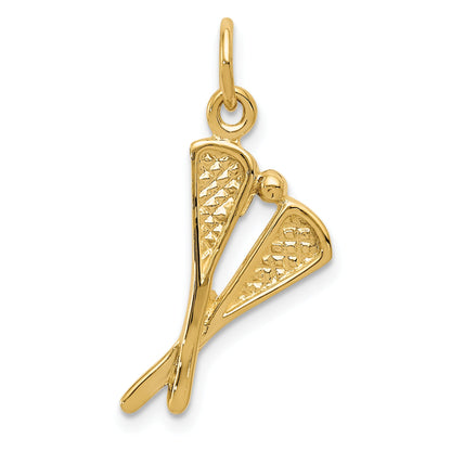 10K Yellow Gold Polished Lacrosse Sticks Charm