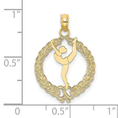 10K Yellow Gold 10K Solid Polished Framed Gymnast Pendant