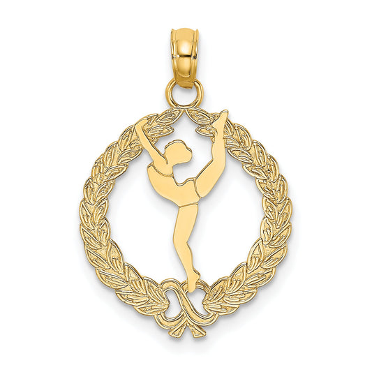 10K Yellow Gold 10K Solid Polished Framed Gymnast Pendant