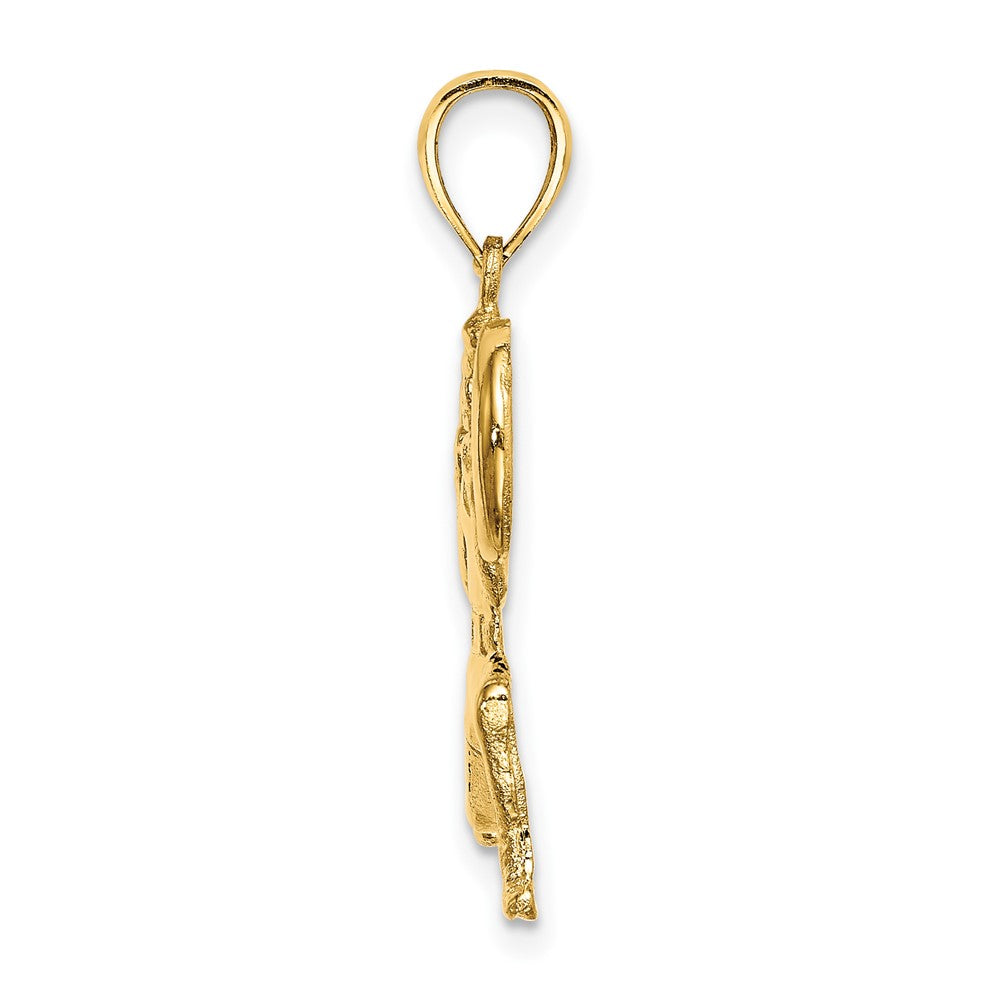 10K Yellow Gold Solid Polished Weightlifter Charm