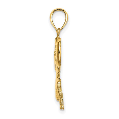 10K Yellow Gold Solid Polished Weightlifter Charm