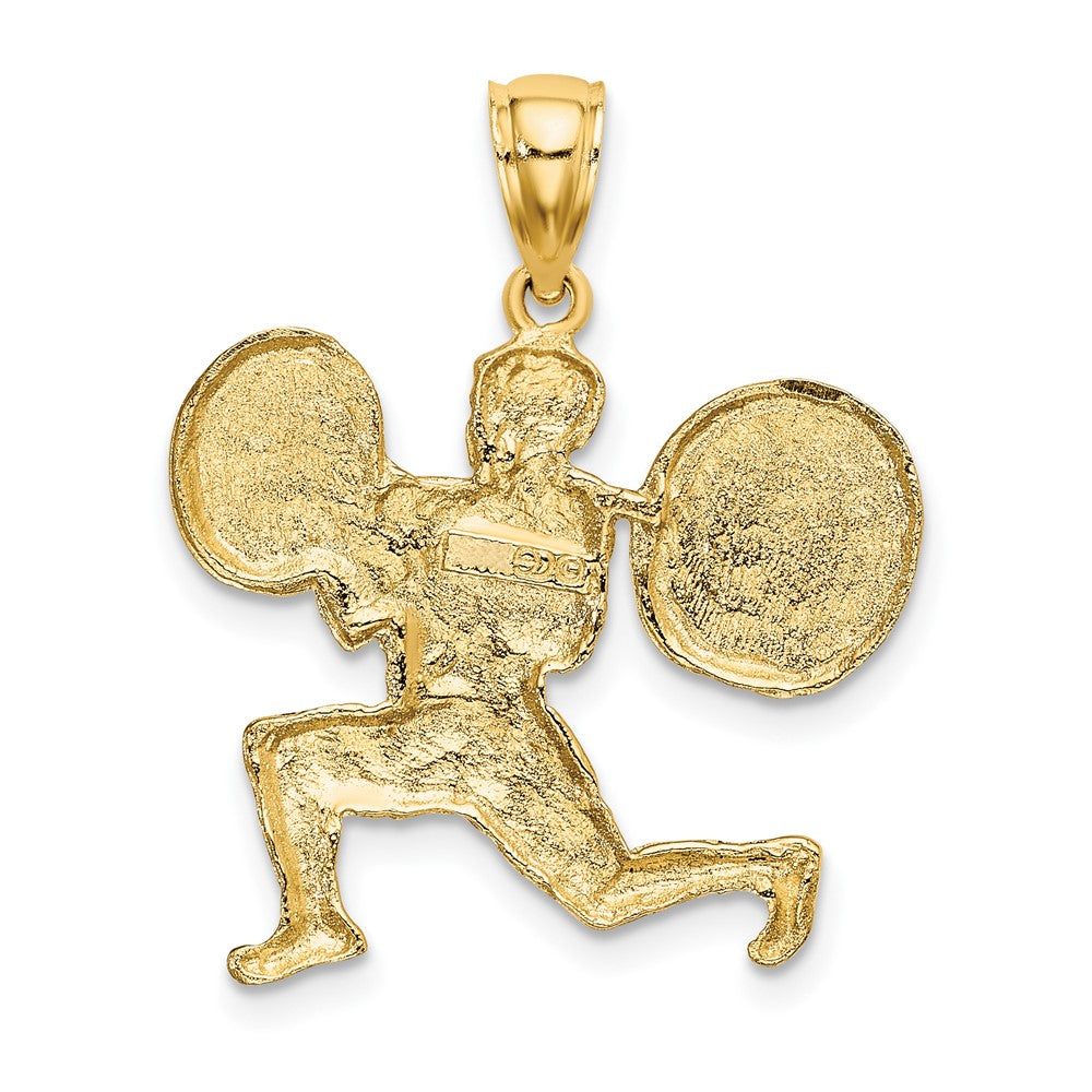 10K Yellow Gold Solid Polished Weightlifter Charm