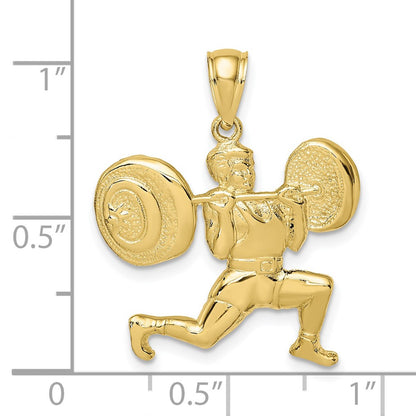 10K Yellow Gold Solid Polished Weightlifter Charm