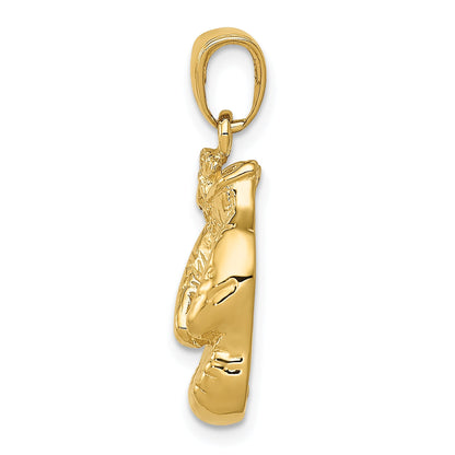 10K Yellow Gold 10K Solid Polished Open-Backed Boxing Gloves Pendant