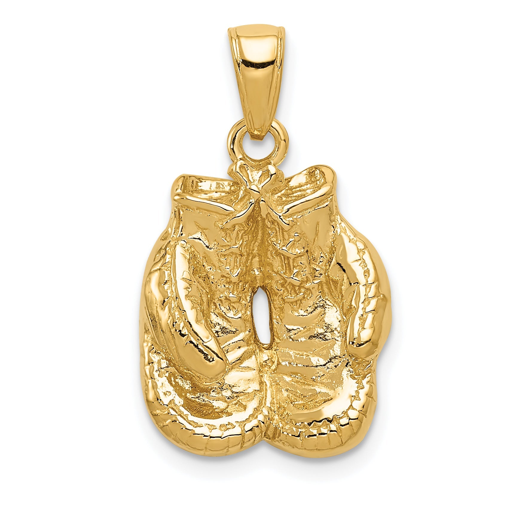 10K Yellow Gold 10K Solid Polished Open-Backed Boxing Gloves Pendant