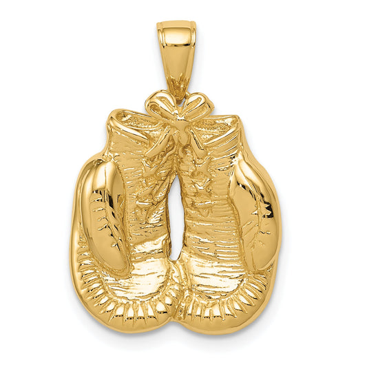 10K Yellow Gold Solid Polished Open-Backed Boxing Gloves Pendant