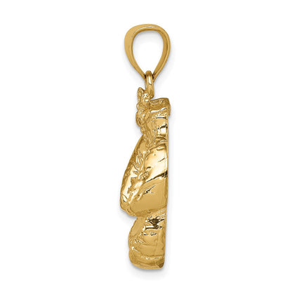 10K Yellow Gold 10K Solid Polished Open-Backed Boxing Gloves Pendant