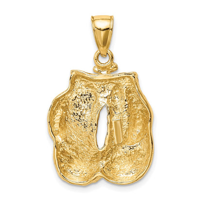 10K Yellow Gold 10K Solid Polished Open-Backed Boxing Gloves Pendant