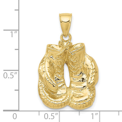 10K Yellow Gold 10K Solid Polished Open-Backed Boxing Gloves Pendant