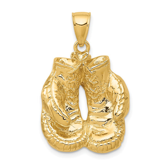 10K Yellow Gold 10K Solid Polished Open-Backed Boxing Gloves Pendant