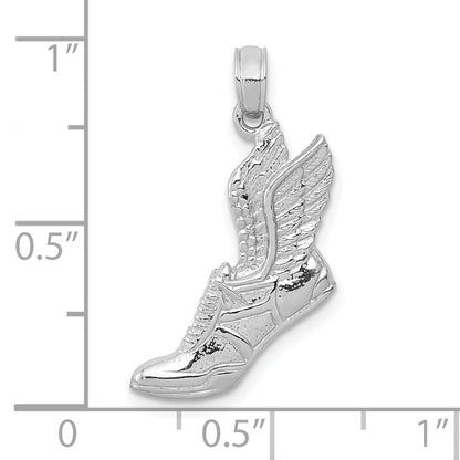 10K White Gold Polished Running Shoe Pendant