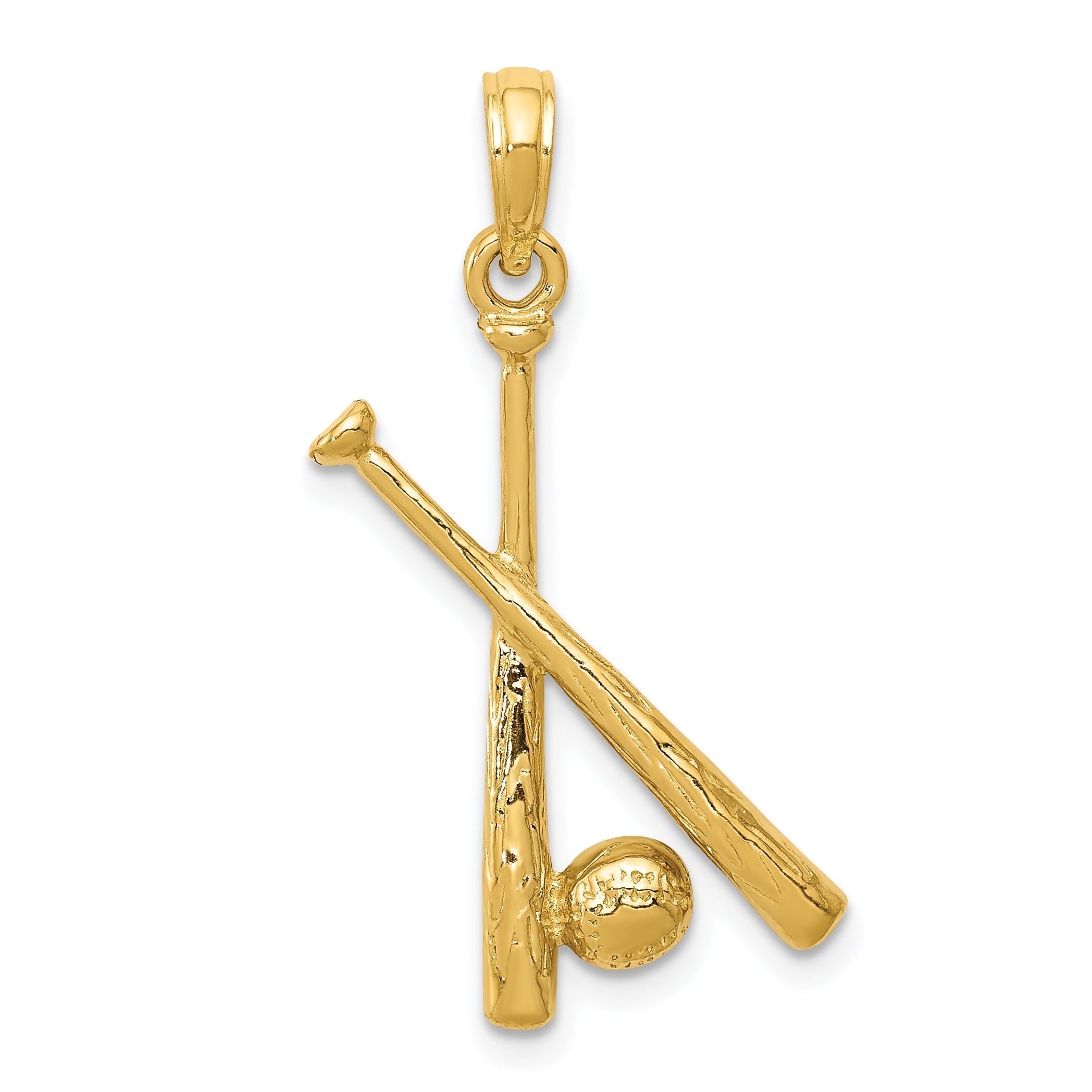 10K Yellow Gold 10K Polished Open-Backed Bats And Baseball Pendant
