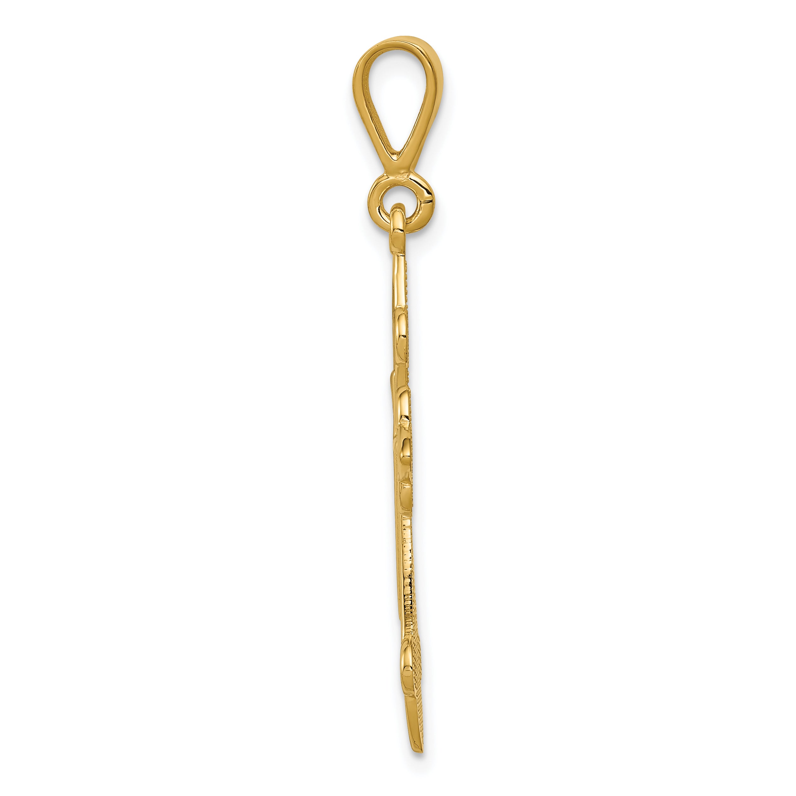 10K Yellow Gold Fleur De Lis Cross Pendant