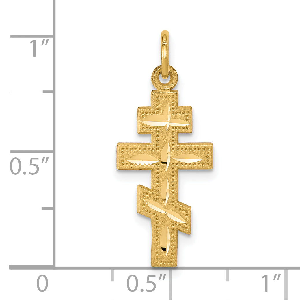 10k Yellow Gold Solid Flat-Backed Eastern Orthodox Cross Pendant