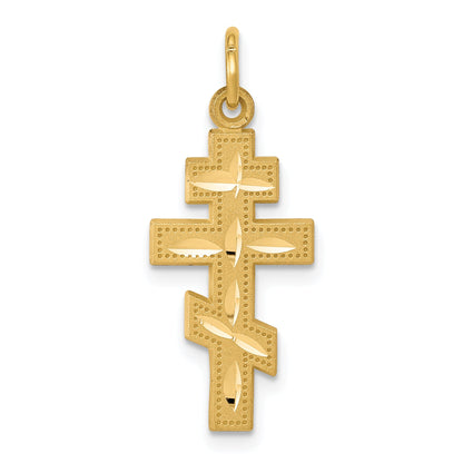 10k Yellow Gold Solid Flat-Backed Eastern Orthodox Cross Pendant