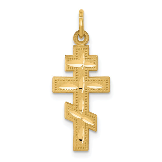 10k Yellow Gold Solid Flat-Backed Eastern Orthodox Cross Pendant
