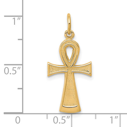 10k Yellow Gold Solid Flat-Backed Ankh/Egyptian Cross Pendant