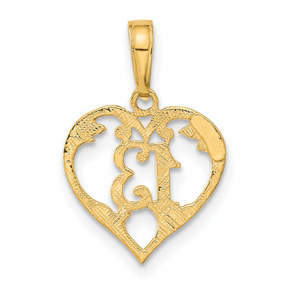 10K Yellow Gold 13 In Heart Cut-Out Pendant