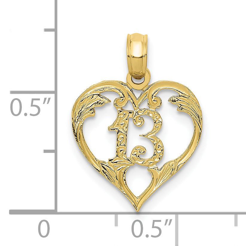 10K Yellow Gold 13 In Heart Cut-Out Pendant