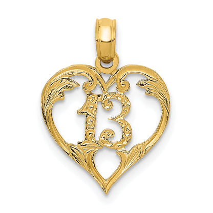 10K Yellow Gold 13 In Heart Cut-Out Pendant