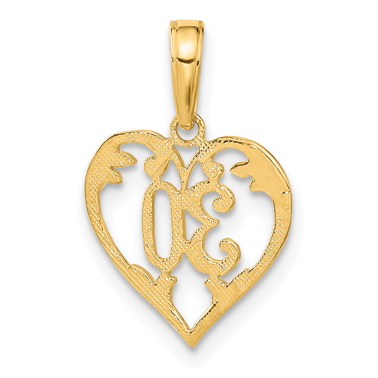 10K Yellow Gold 30 In Heart Cut-Out Pendant