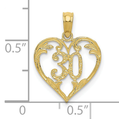10K Yellow Gold 30 In Heart Cut-Out Pendant