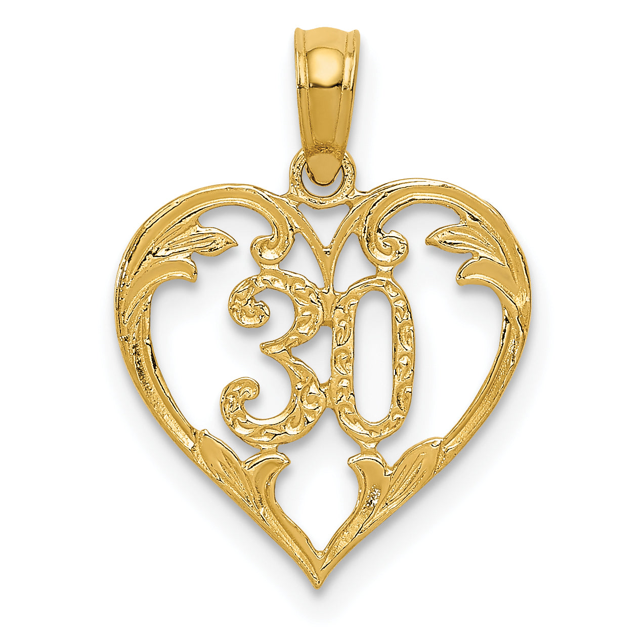 10K Yellow Gold 30 In Heart Cut-Out Pendant