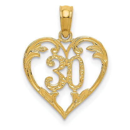 10K Yellow Gold 30 In Heart Cut-Out Pendant