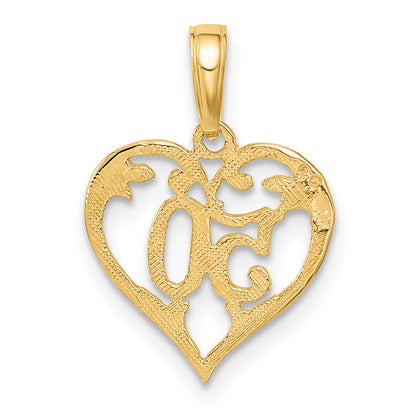 10K Yellow Gold 50 In Heart Cut-Out Pendant