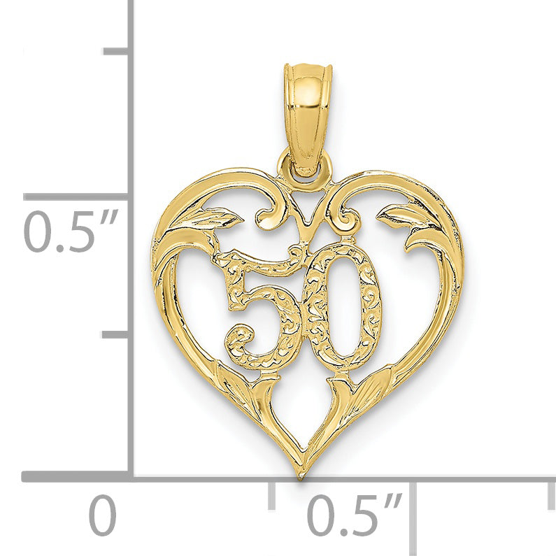 10K Yellow Gold 50 In Heart Cut-Out Pendant