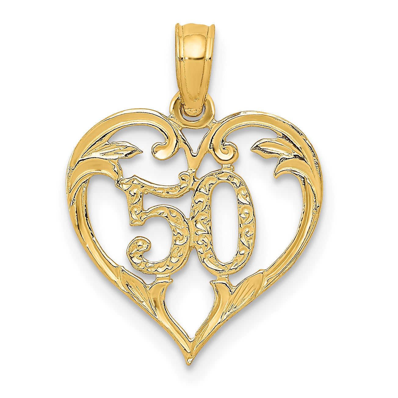 10K Yellow Gold 50 In Heart Cut-Out Pendant