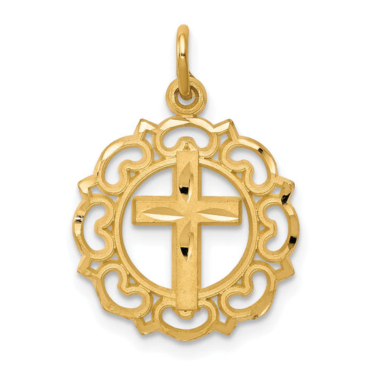 10k Yellow Gold Cross In Frame Charm