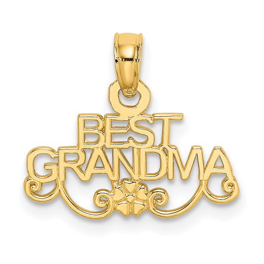 10K Yellow Gold 10K Best Grandma With Flower Pendant