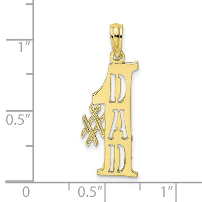10K Yellow Gold 10K #1 Dad Cut-Out Vertical Pendant