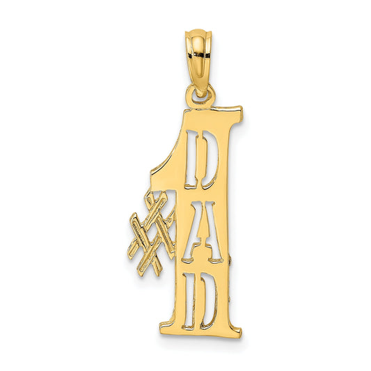 10K Yellow Gold 10K #1 Dad Cut-Out Vertical Pendant