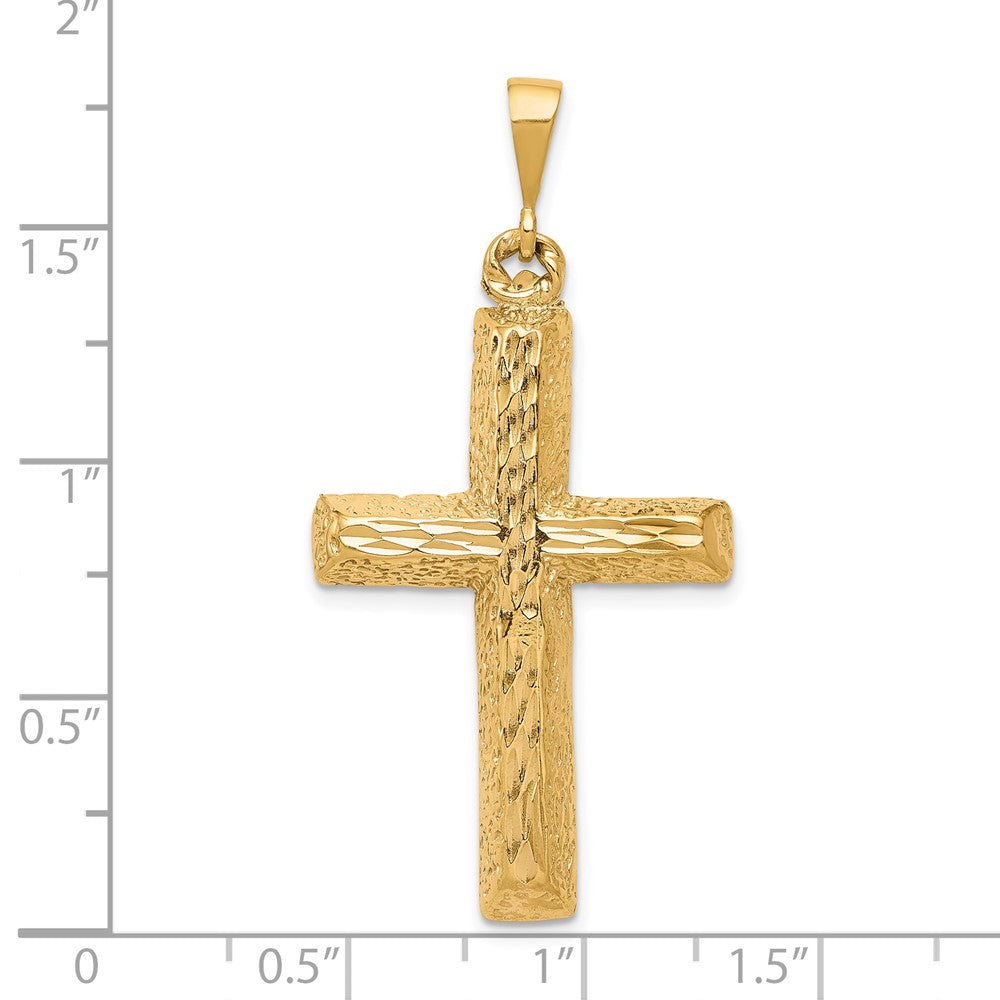 10K Yellow Gold Diamond-Cut Cross Pendant