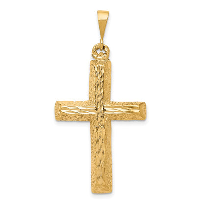 10K Yellow Gold Diamond-Cut Cross Pendant