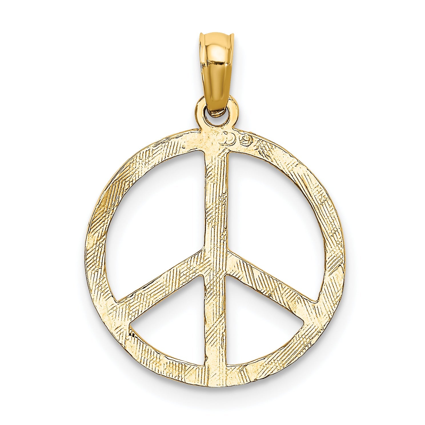 10K Yellow Gold Textured Peace Sign Pendant