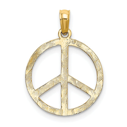 10K Yellow Gold Textured Peace Sign Pendant