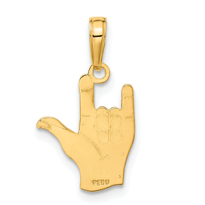 10K Yellow Gold 10K I Love You Hand/ Sign Language Pendant