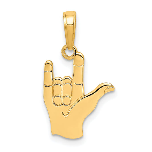 10K Yellow Gold 10K I Love You Hand/ Sign Language Pendant