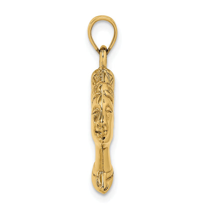 10K Yellow Gold 3-D Nefertiti Pendant
